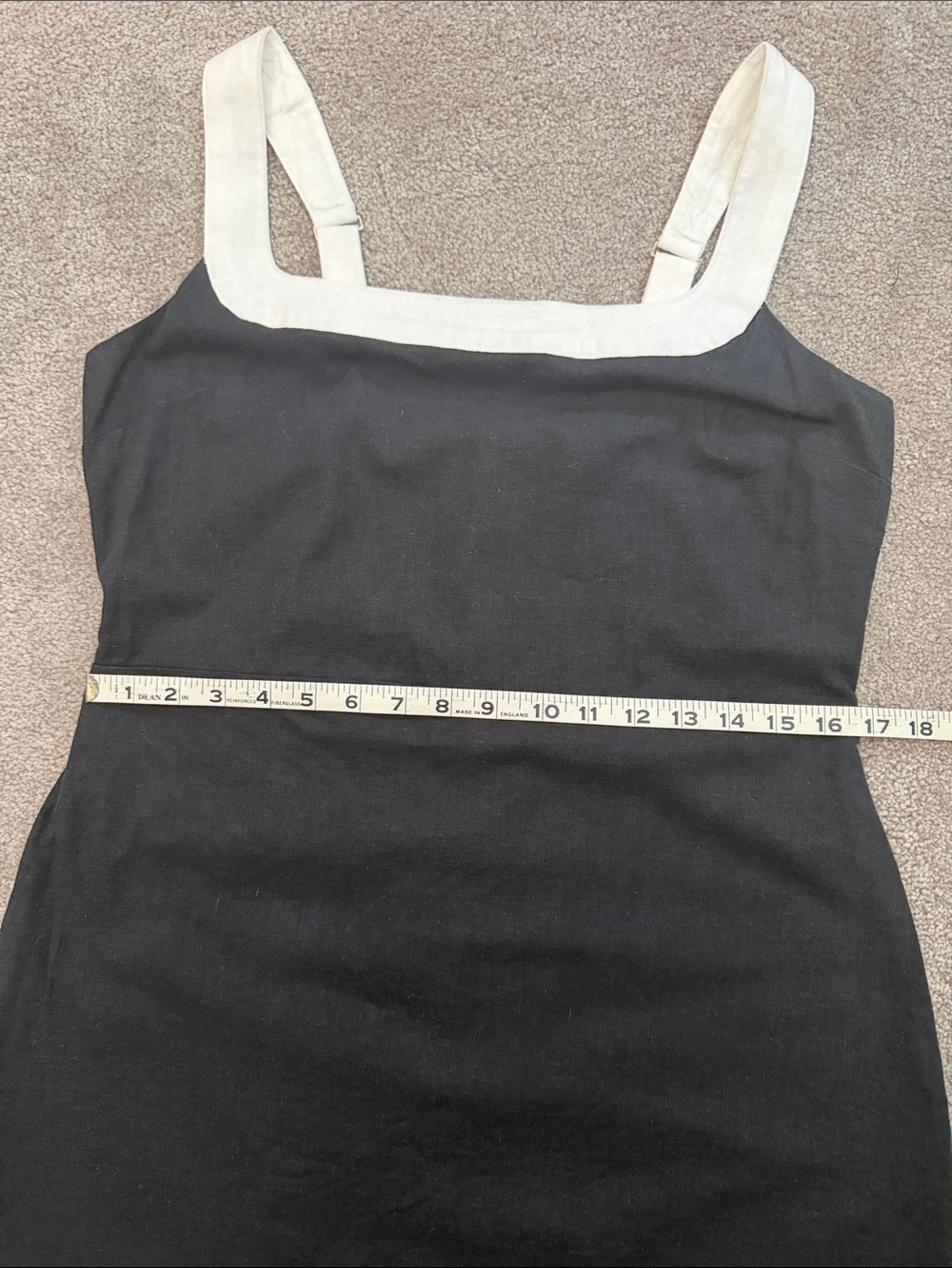 Abercrombie & Fitch Black/White Linen Wide Strap Mini Dress SZ L - Picture 10 of 10